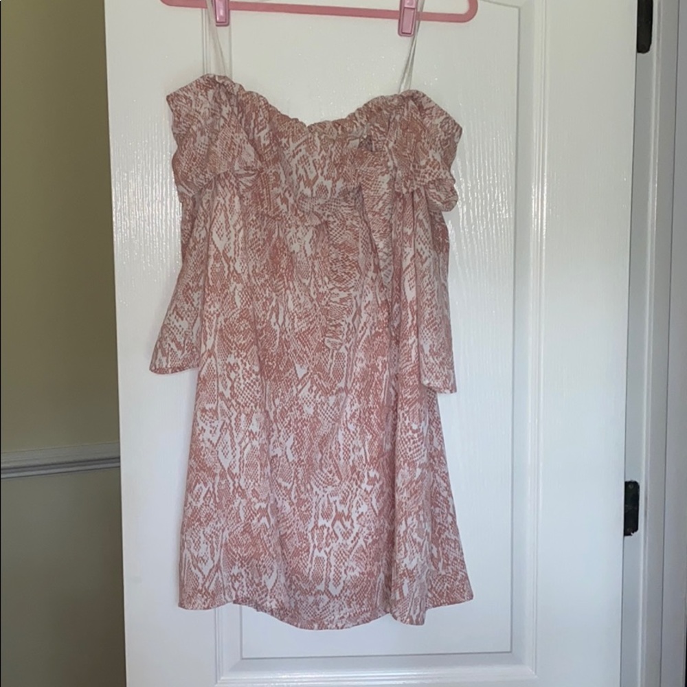 Entro Off-the-Shoulder Snakeskin Dress